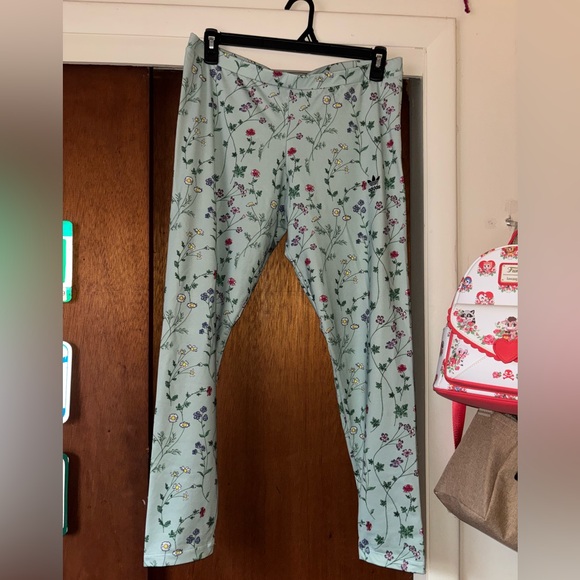 Like New adidas Floral Print Leggings - seafoam XL - Picture 4 of 8